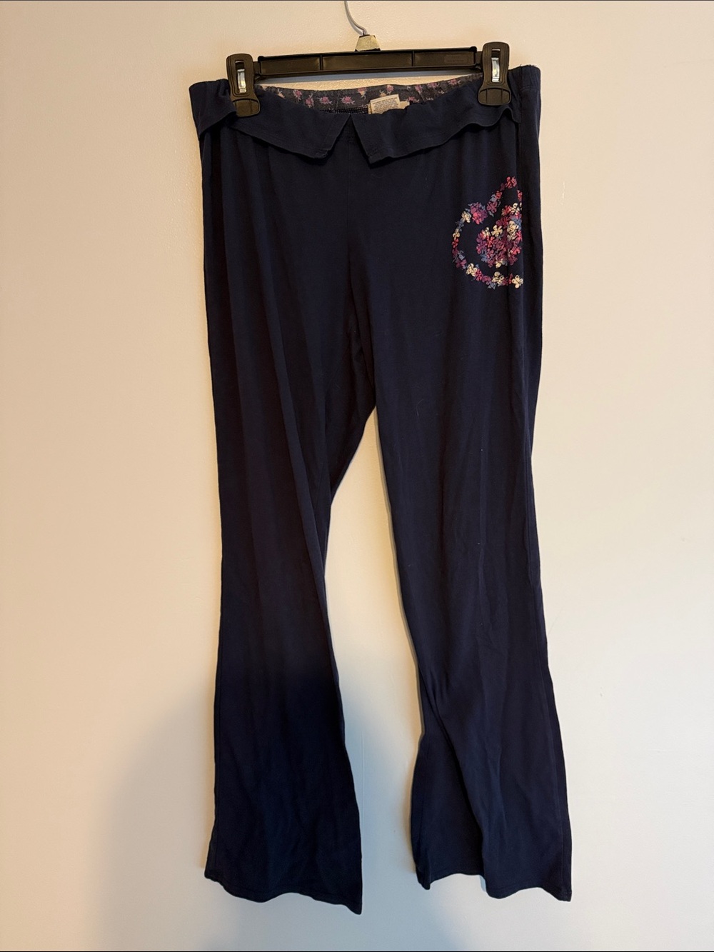 lei Navy Pajama Bottoms with Pink Floral Trim